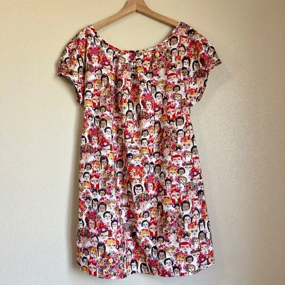 Uncle Frank Size M Womens Day Novelty Frida Floral Cotton Dress Pockets Boho Art - Picture 2 of 9